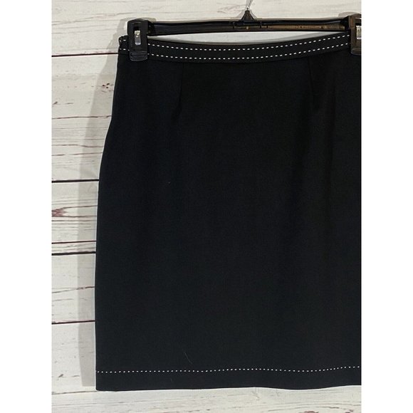 Express Skirt Womens Sz 5/6 Black White Contrast Stitching Straight Lined Slit - Picture 9 of 12